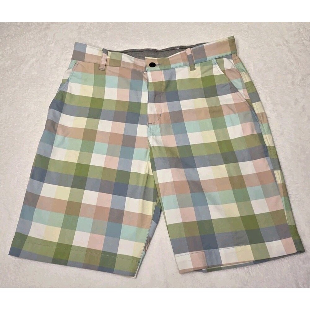 Nike Dri Fit Mens Golf Shorts Plaid Spring Colors Size 32